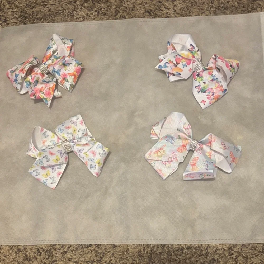 Floral Butterfly Ribbon Hair Bows